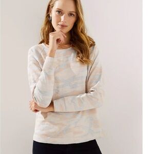 Loft Pink & Gray Camo Long Sleeve Knit Top medium